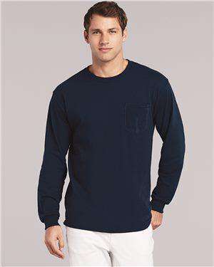 Brand: Gildan | Style: 2410 | Product: Ultra Cotton Long Sleeve T-Shirt with a Pocket