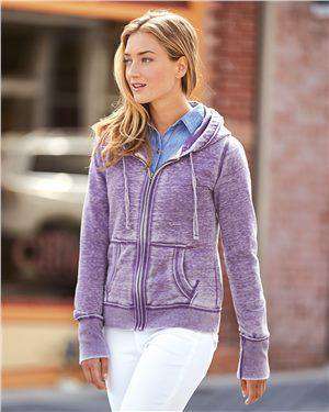 Brand: J. America | Style: 8913 | Product: Women's Zen Fleece Full-Zip Hooded Sweatshirt