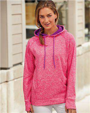 Brand: J. America | Style: 8616 | Product: Women's Cosmic Fleece Contrast Hooded Pullover Sweatshirt