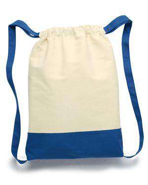 Brand: Liberty Bags | Style: 8876 | Product: 11 Ounce Cotton Canvas Contrast Bottom Drawstring Backpack