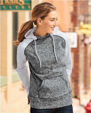 Brand: J. America | Style: 8618 | Product: Women's Colorblock Cosmic Fleece Hooded Pullover Sweatshirt