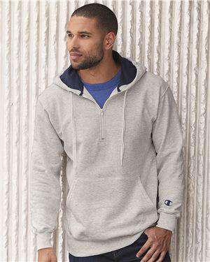 Brand: Champion | Style: S185 | Product: Cotton Max Hooded Quarter-Zip Sweatshirt