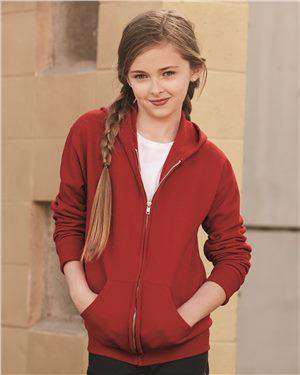 Brand: JERZEES | Style: 993BR | Product: NuBlend Youth Full-Zip Hooded Sweatshirt