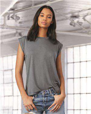 Brand: Bella + Canvas | Style: 8804 | Product: Women's Flowy Muscle Tee with Rolled Cuffs