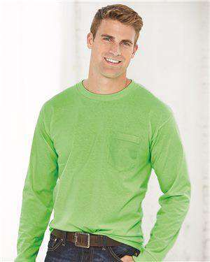 Brand: Bayside | Style: 8100 | Product: USA-Made Long Sleeve T-Shirt with a Pocket