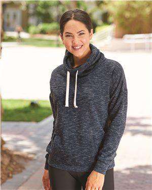 Brand: J. America | Style: 8673 | Product: Women's Melange Fleece Cowl Neck Pullover
