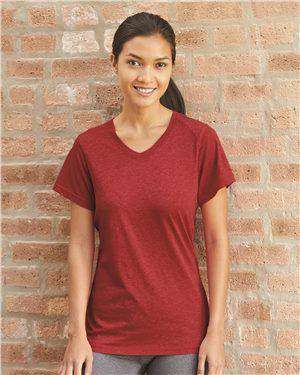 Brand: Badger | Style: 4962 | Product: Triblend Performance Women's V-Neck T-Shirt