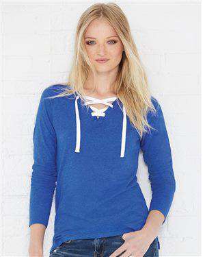 Brand: LAT | Style: 3538 | Product: Women's Fine Jersey Lace-Up Long Sleeve T-Shirt