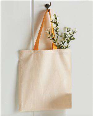 Brand: Q-Tees | Style: QTB6000 | Product: Cotton Economical Tote with Colored Handles